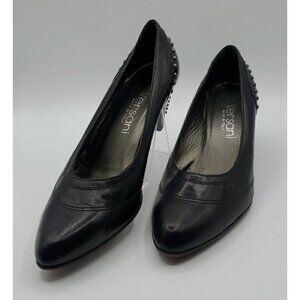 Versani Women's Black  Leather Studded Patent Leather Heels Size 8.5 B